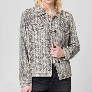 Blank NYC Snakeskin Print Snake Along Denim Jacket, Size XS NWOT